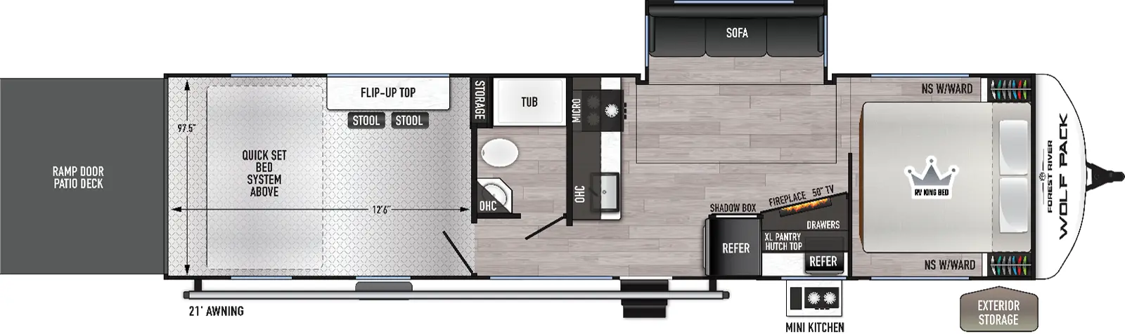 2026 Cherokee Wolf Pack 27-12.5 Floorplan - Forest River RV